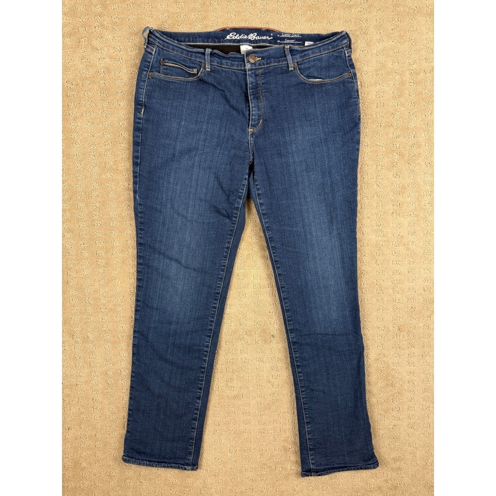 Womans Eddie Bauer Slightly Curvy Straight Leg Insulated Jeans Size 14 #1063